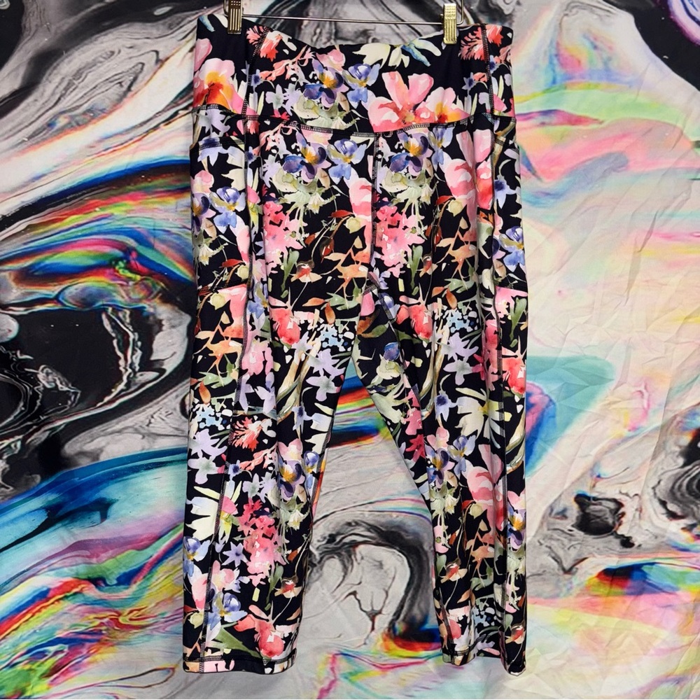 RBX Floral Leggings - Pink and Black
